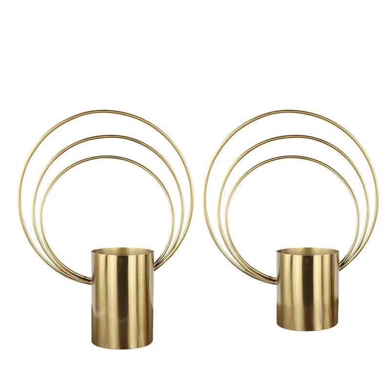 Copper decor wedding decor tabletop metal basket flower vase for  dinner party home decoration