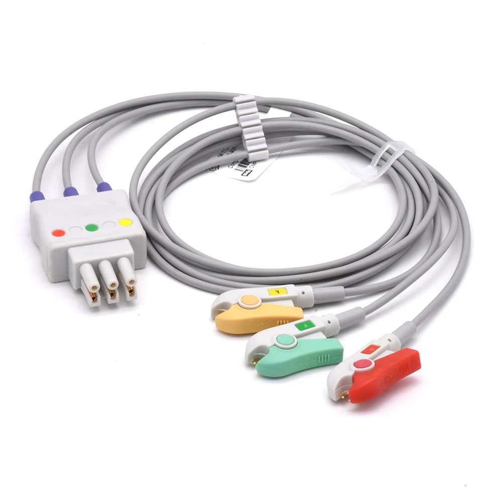 Datex Ohmeda compatible ECG leadwires 3 leads TPU material grabber connector IEC ECG EKG lead wire