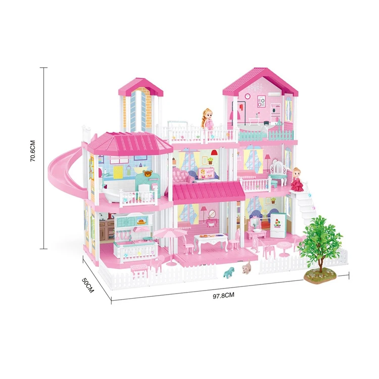 Dollhouse Furniture and Dolls Dream Doll House for Little Girls Kids Pretend Play Play Set Perfect Toddler Toys with Accessories