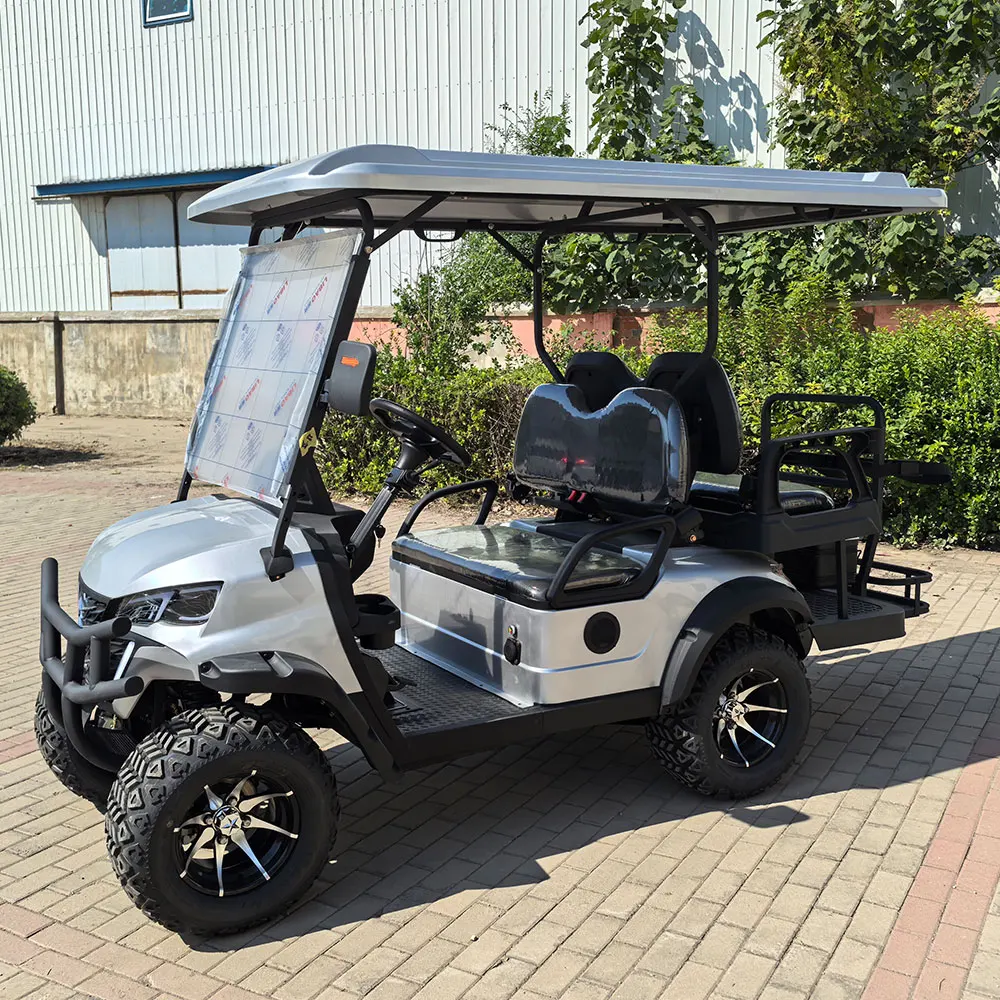Latest Design High Chassis Golf Cart Custom 4 Seater Lithium Battery Golf Car Electric four-wheel 4 seater sightseeing car