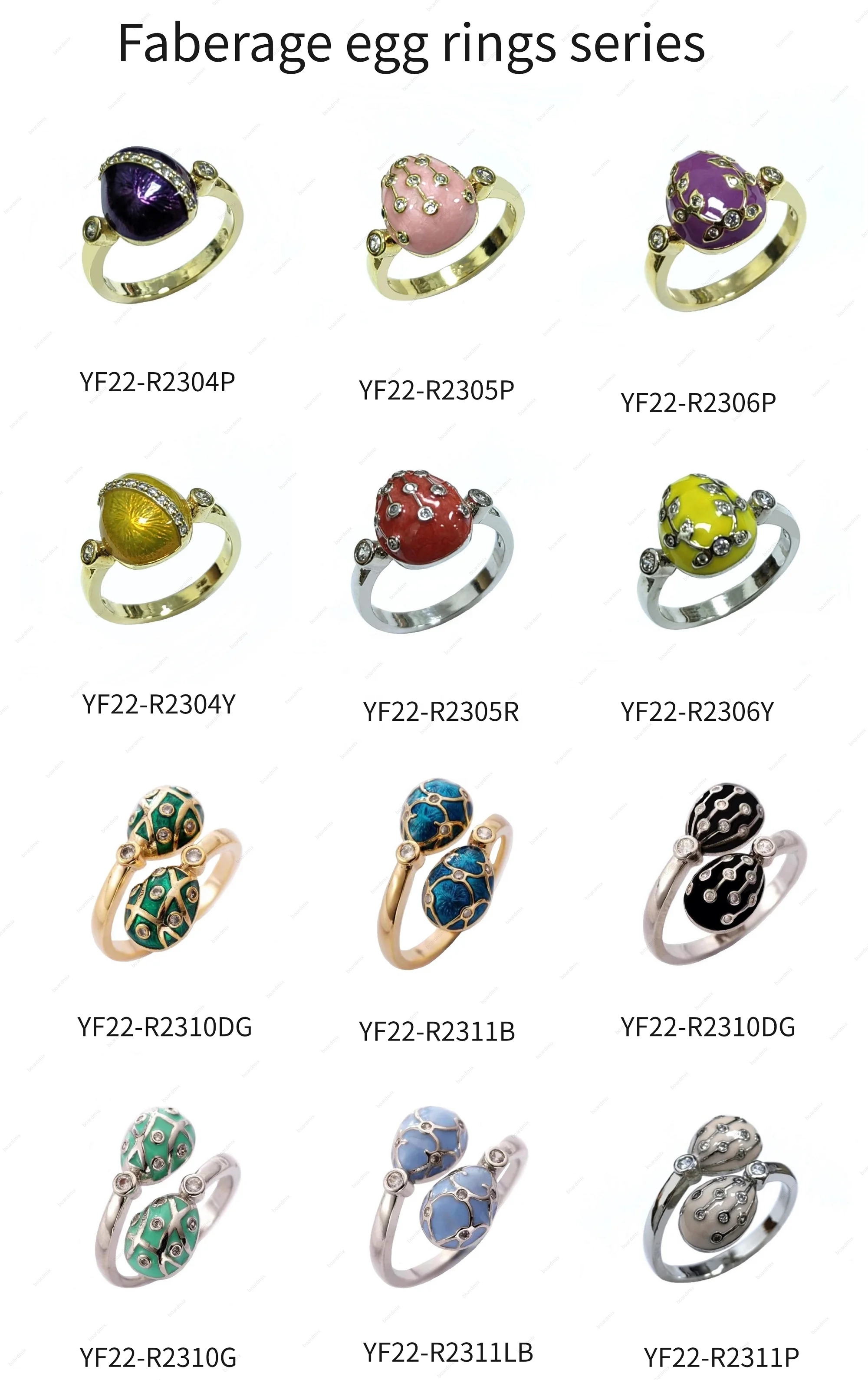 Hot sale  Enamel Faberge Egg Rings Fashion Jewelry  For  gift party
