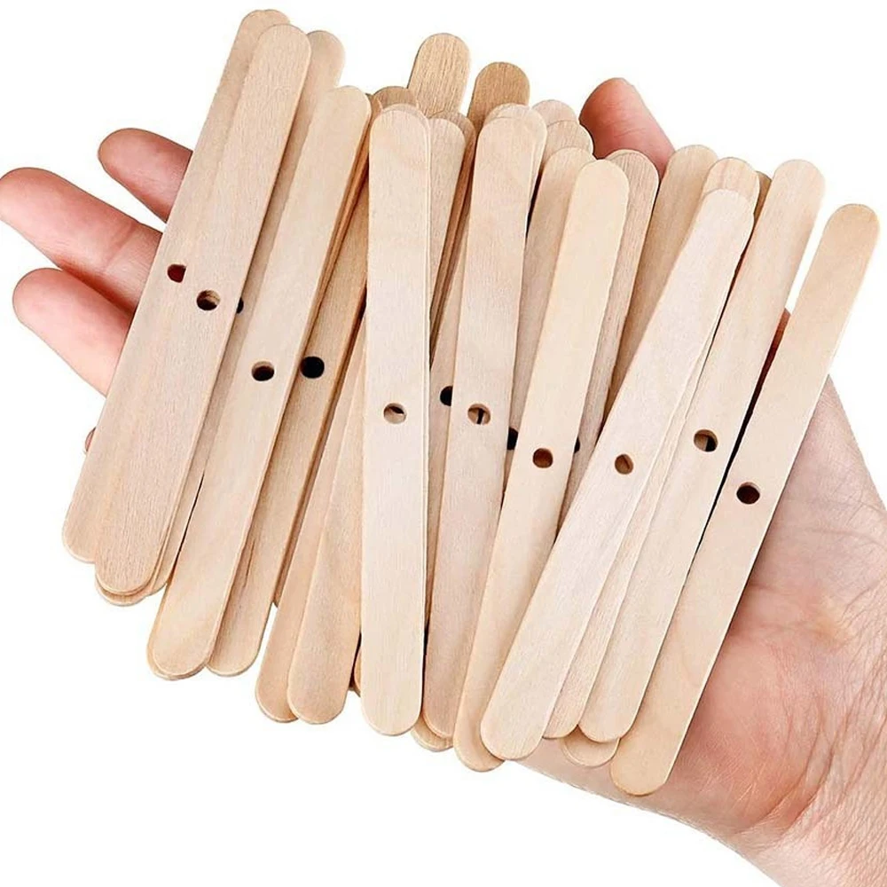 50pcs/set Wooden Multicolor Candle Wick Holders Custom DIY Candle Accessories Wicks Centering Tool Wholesale Wood Wick Holder