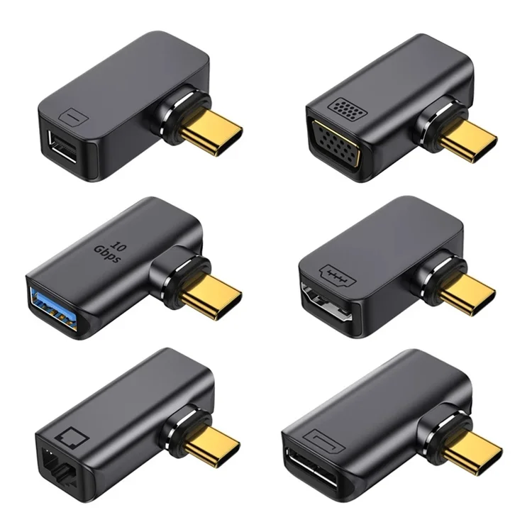 Magnetic USB Type C Adapter to USB 3.1/HDTV/DP/VGA/mDP/RJ45 4K/8k 60Hz Transfer for Laptop Phone Macbook Pro