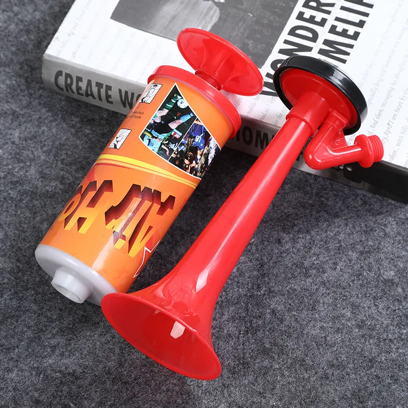 2023 Hot Selling Football Match Sports Supporters Air Horn Plastic Colored Children Party Cheering Hand Pump Air Horn