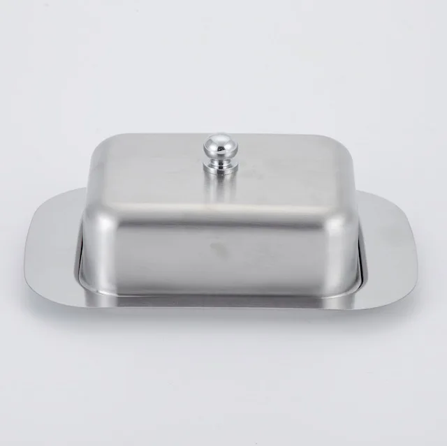 Kitchen Home Cooking Stainless Steel Butter Dish with Lid 430 stainless steel butter plate keep butter fresh