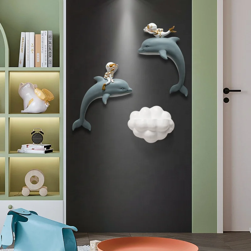 Cartoon Marine life resin sculptures wall decoration for livingroom Children room