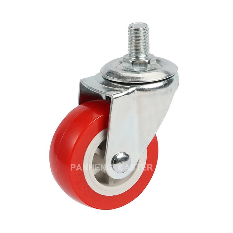 Good Quality Light Duty Flat Rigid Red PVC Caster Wheel