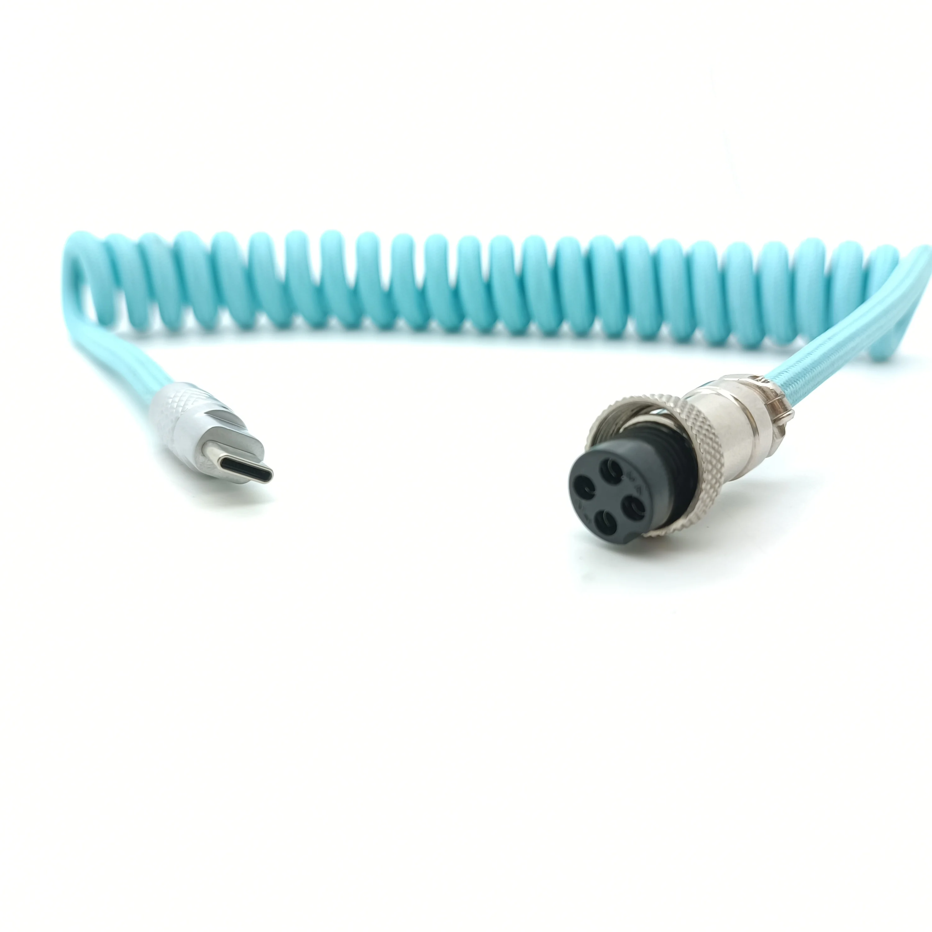 Custom Gaming Keyboard Mechanical Cable Usb C Coiled Mechanical Keyboard Cable Aviation Spring Double Sleeve Coiled Usb C Cable