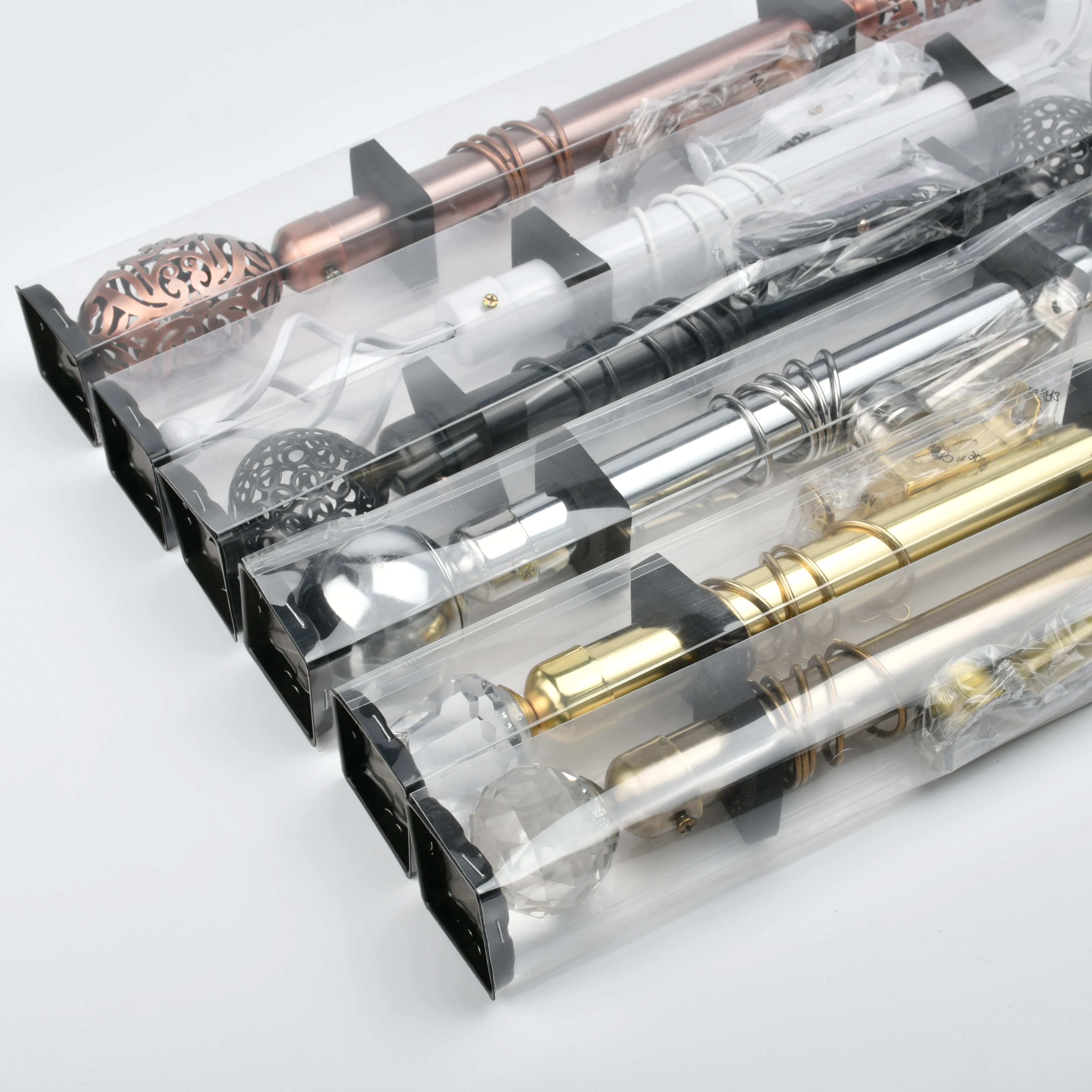 Modern Curtain Poles Aluminum Simple Curtain Rods Black For Home Decoration Curtain Rings Accessories extendable Roman Poles