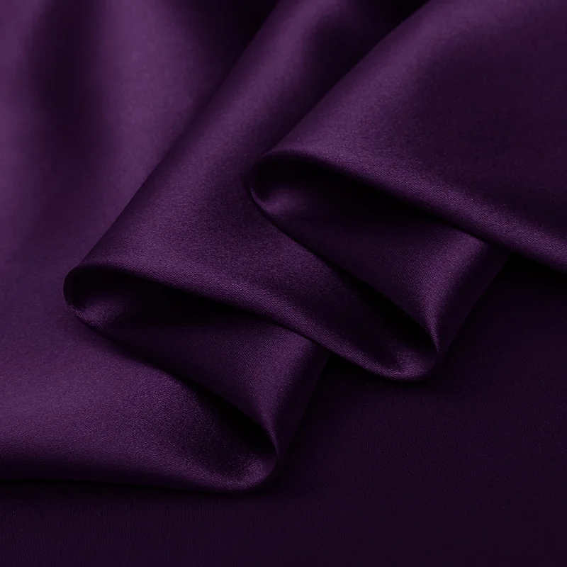 100% mulberry Silk Fabric 19mm silk satin fabric 114cm width NO.53 color deep purple