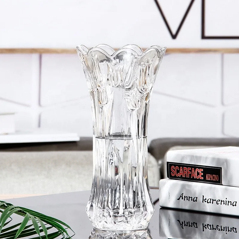 hot sale hand blown glass vase 19cm clear flower vase glass vase for wedding and home decoration