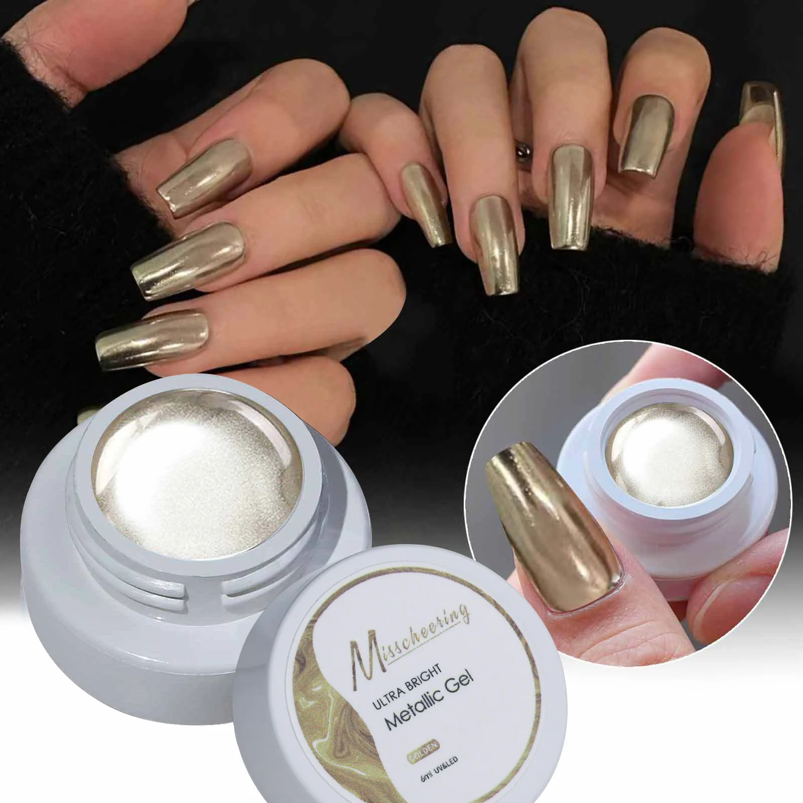 Mirror Metallic Nail Gel Polish Rose Gold Sliver Liner Gel Super Bright Mirror Pull Line Metallic Painting Gel UV Soak Off