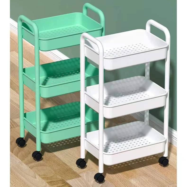 2022 Hot sale super cheap Practical 3 Layers Metal  Household Bathroom Kitchen Trolley with Wheel