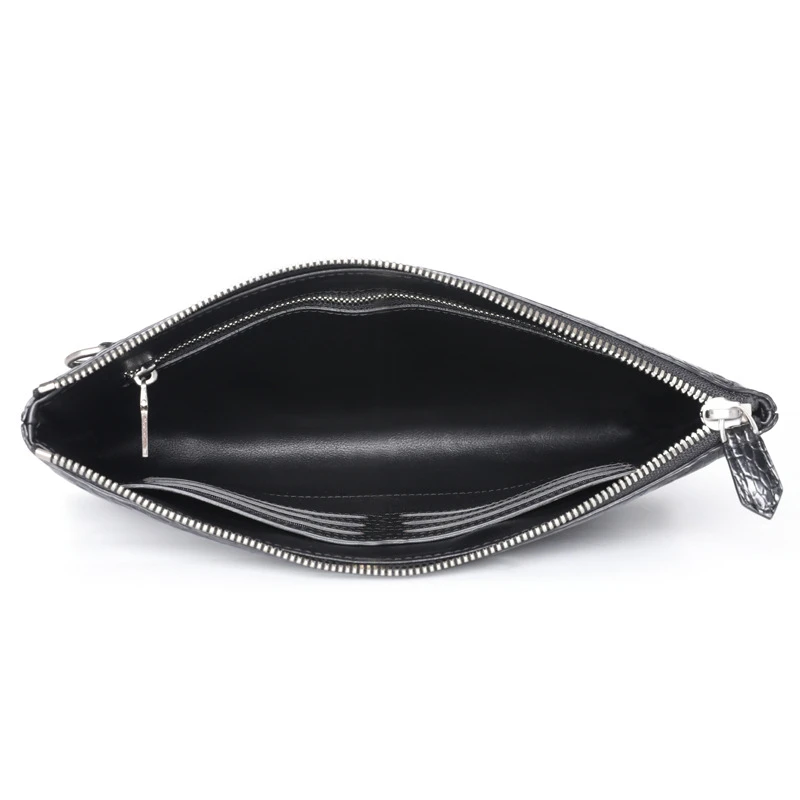 Custom Luxury Casual Unisex Designer Branded Genuine Crocodile Skin Leather Envelope Clutch Pochette Bag With Wristlet For Men
