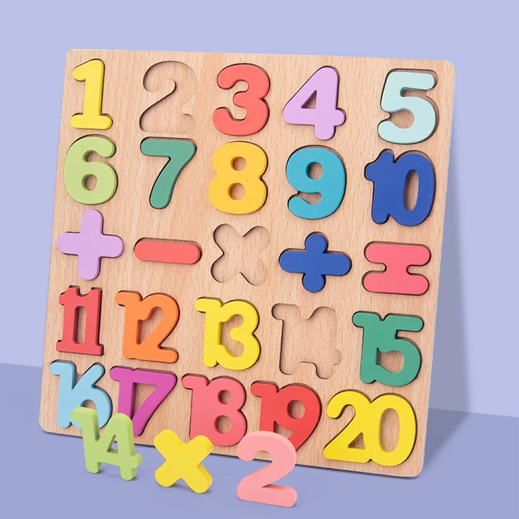 Wooden Alphabet Number Cognitive Geometric Shapes Spelling Building Blocks