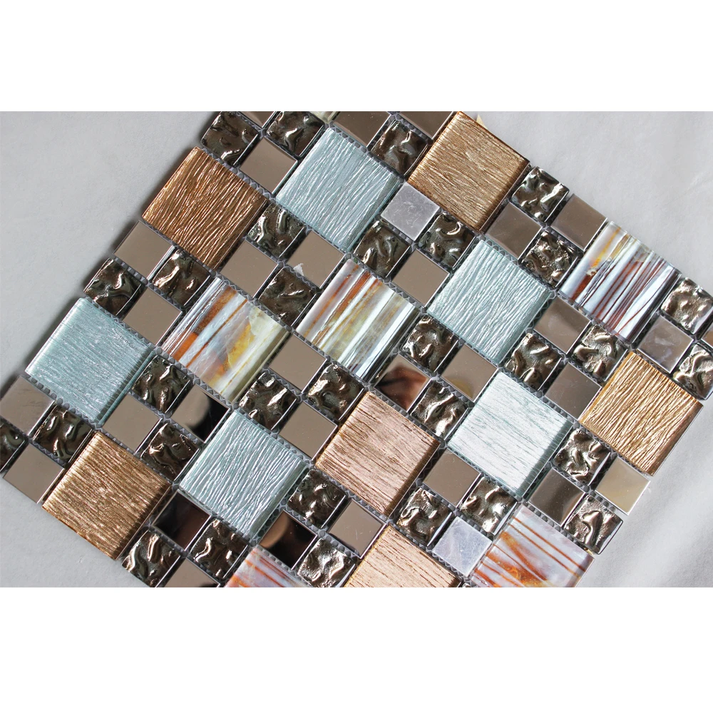 Bathroom and Kitchen Glass Mosaic Glossy Wall Decorative Luxury Decoration Golden Gold