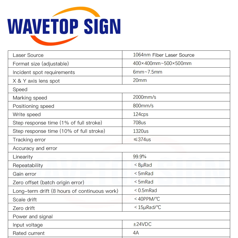 Волоконно-лазерная система динамической фокусировки WaveTopSign 1064 нм набор гальво-головок скорость маркировки 2000 мм/с
