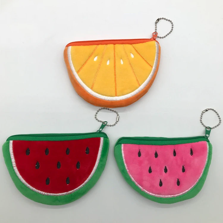 
Plush round zipper animal coin purse 