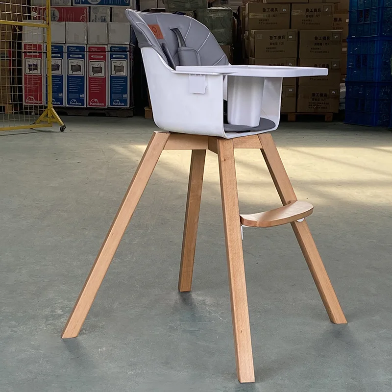 Mamakids hot selling baby plastic chair seats infant wooden  high chair feeding chair with 360 degree rotation