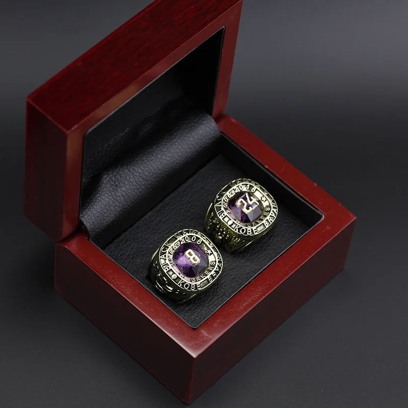 Кольца чемпионата NB A Los Angeles Lakers № 8 и 24 с бокс-сетами из сплава кольца по баскетболу высококачественные