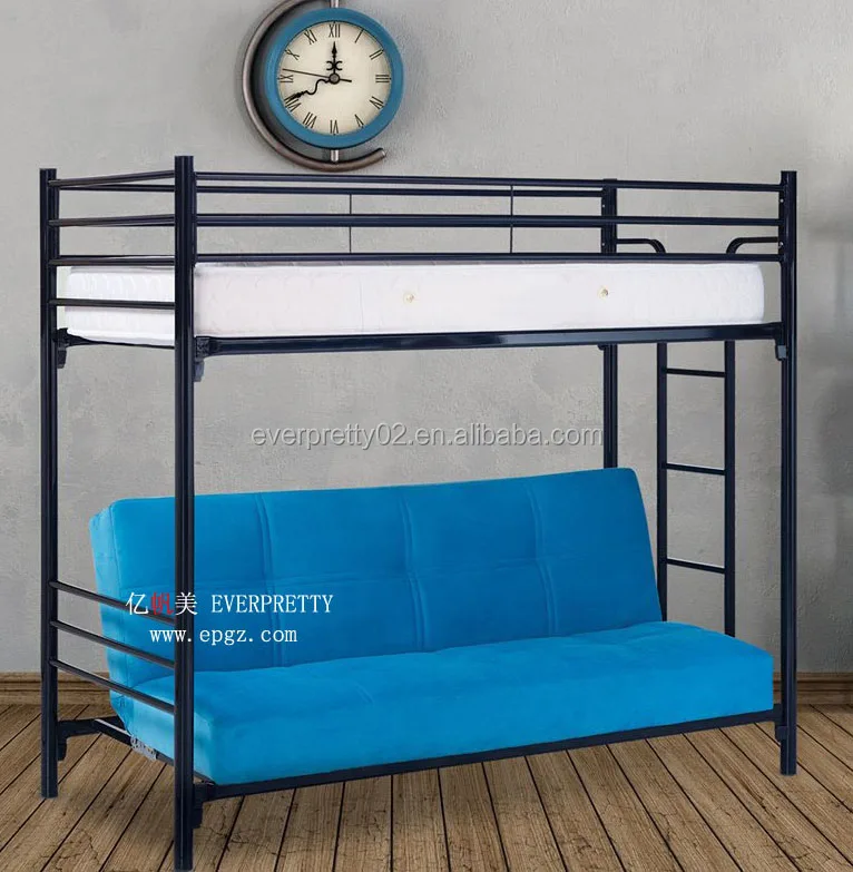 Everpretty Dormitory Steel Metal Bunk Bed with Two Big Cabinets