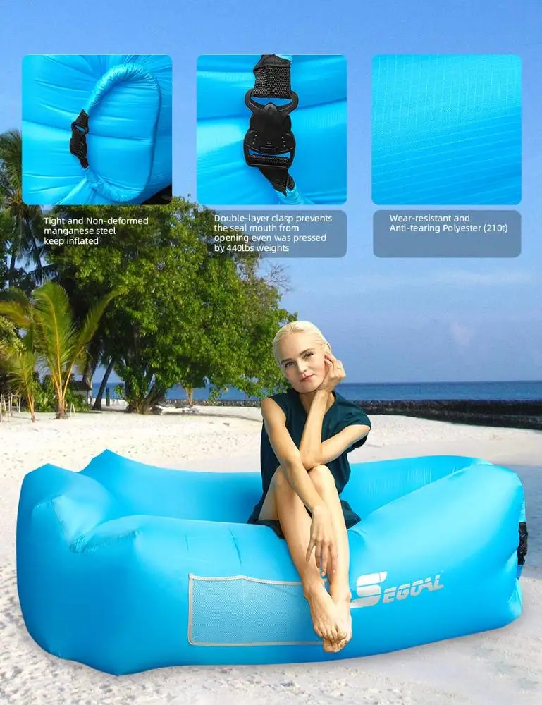 Top Selling wholesale Products Inflatable Banana lounger Sofa Bed With Carry Sleeping Bag