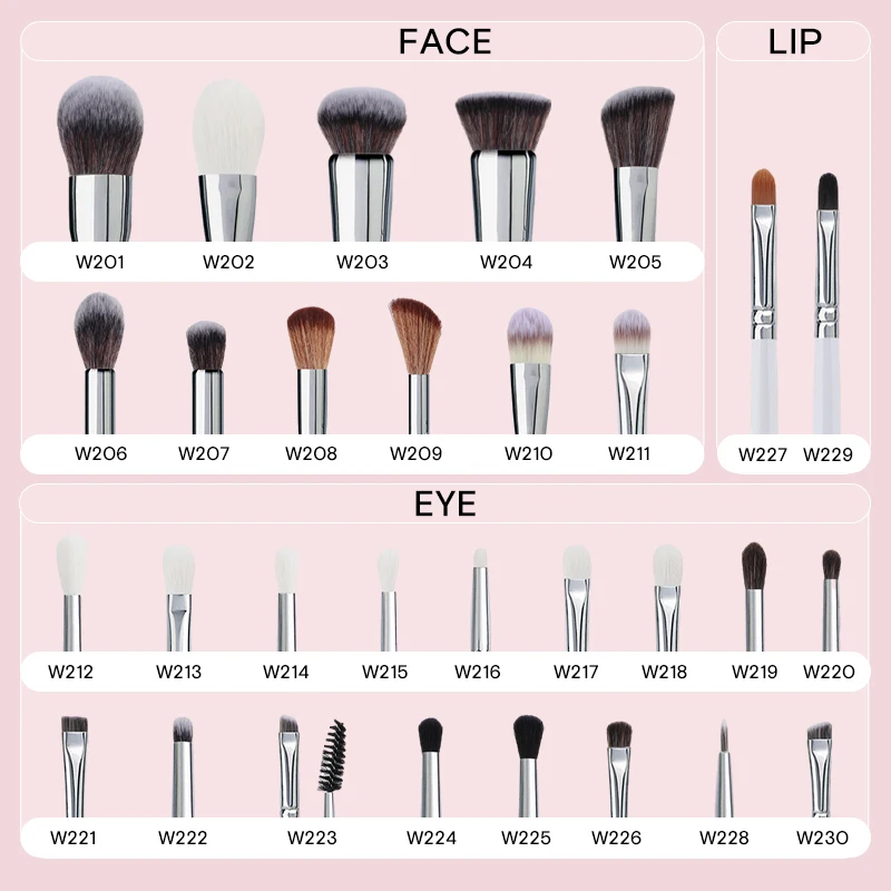 HMU Low MOQ Custom Logo White Silver Synthetic Hair Vegan Material Makeup Single Flat Eye Brow Eyebrow Brush With Logo