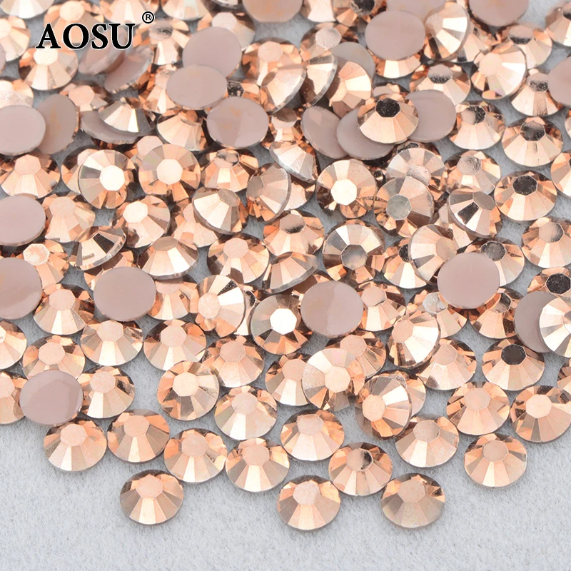 AOSU Wholesale 2mm 3mm 4mm 5mm 6mm Jelly Rose AB Color Crystal Stones Flatback Resin Rhinestones For Clothes