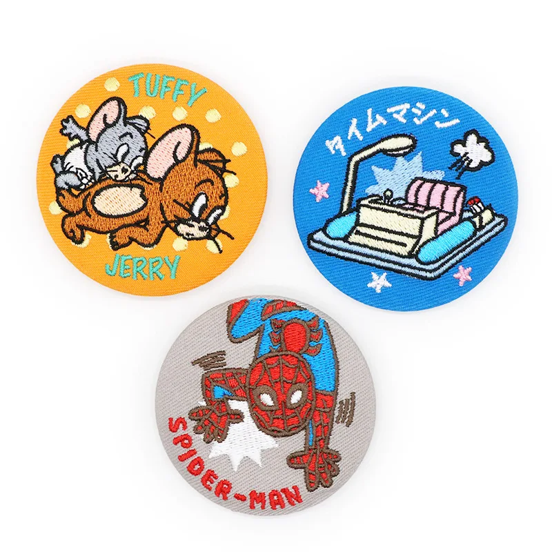 wholesale 50MM Colorful Plush Custom embroidery Applique Fabric Blazer Pocket Embroidered Badge