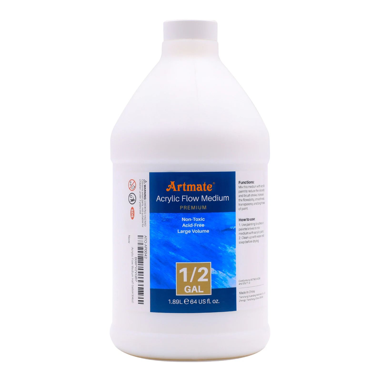 Artmate Premium Acrylic Flow Medium Half Gallon 64 Ounce/1.89L,Professional Painting Pouring Medium