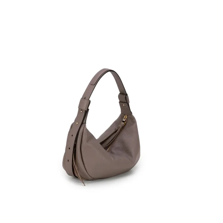 High Quality Calf Leather Adjustable Length Shoulder Hobo Bag Made In Italy For Women