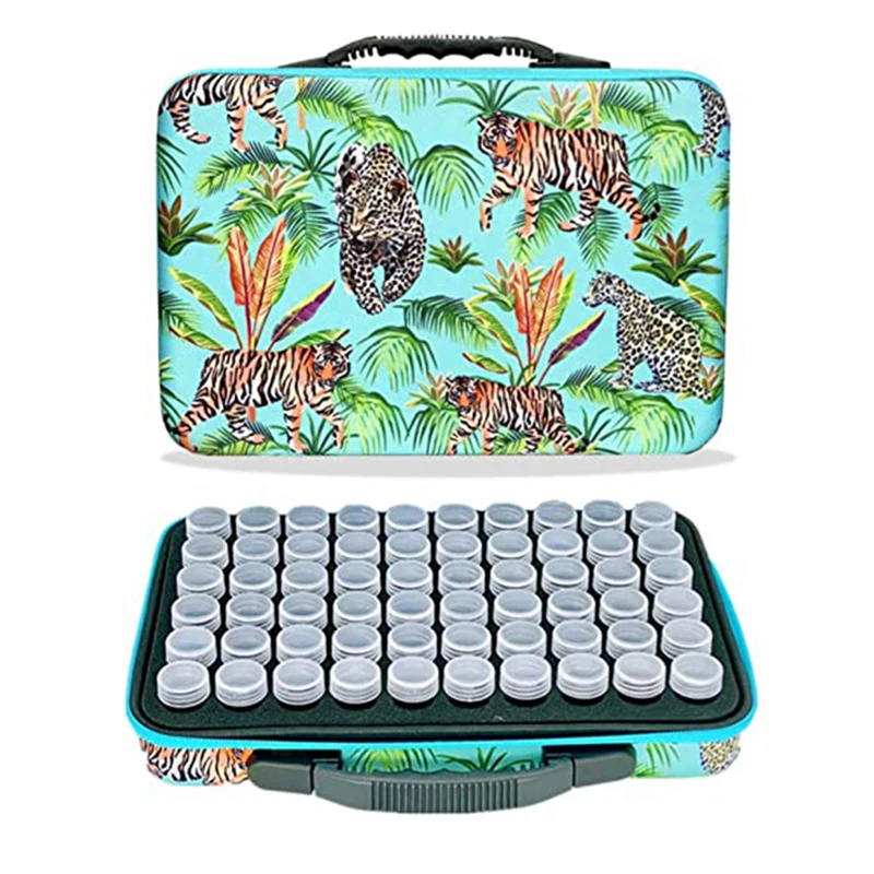 2022 New Diamond Painting Storage Containers 60 Slots Big Capacity Accessories Beads Rhinestones Organizer Box (Tiger, Slot)