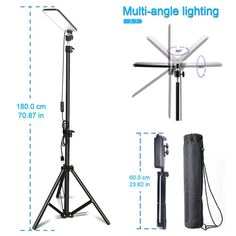 Portable Camping Light LED Selfie Lamp With Tripod Stand for Outdoor Picnic Barbecue
