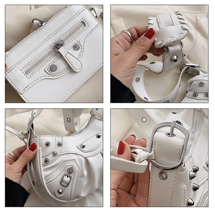 Fashion Chain Rivet Women Hand Bag Pu Leather Designer Shoulder Messenger Ladies Bags 2023 Purses And Handbags