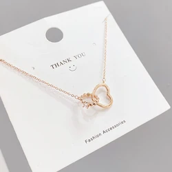 xl63718 Genuine Gold Electroplated Zircon Set Clavicle Chain, Sweet and Fashionable Pink Zircon Candy Necklace for Women