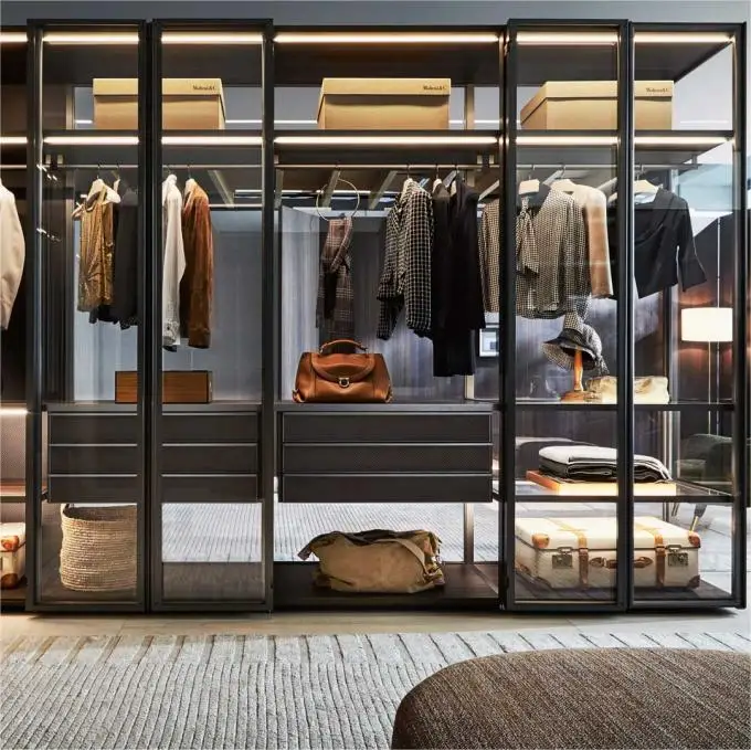 Hot Selling Functional Durable Almirah Sliding Door Stainless Steel Wardrobe