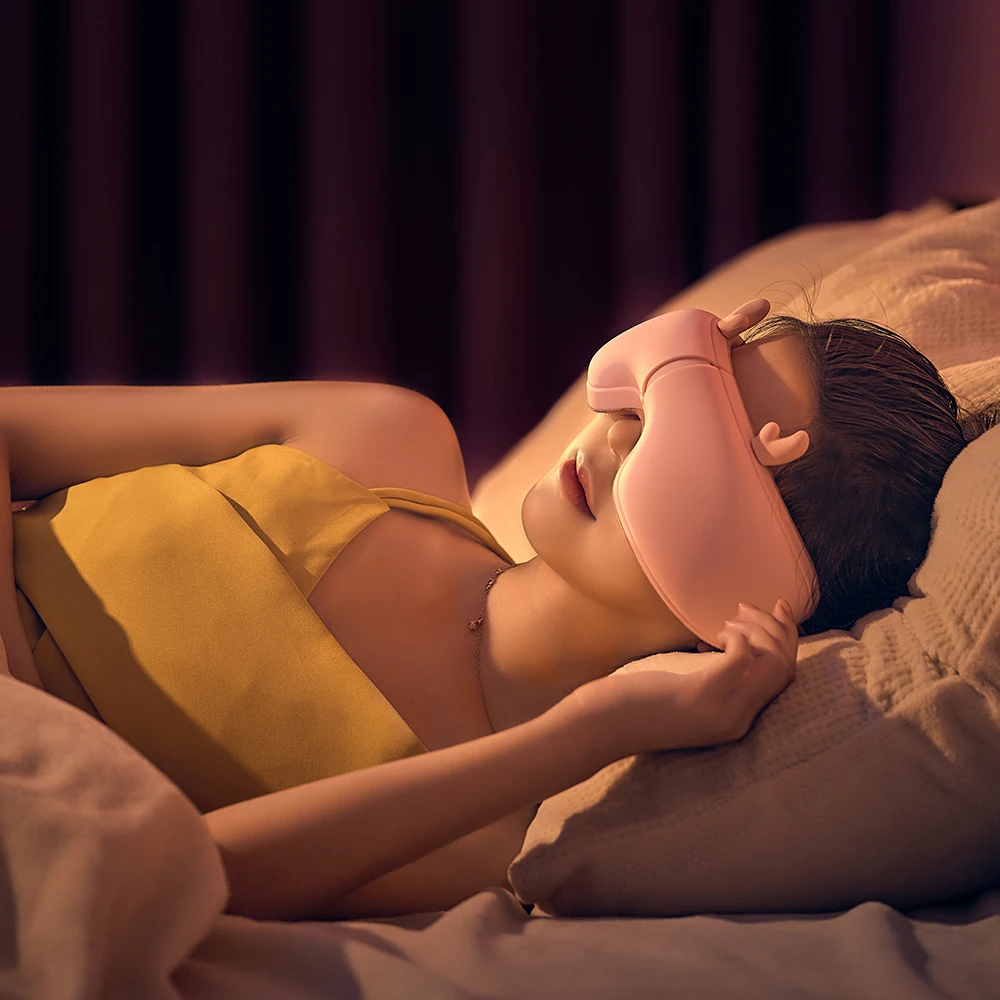 Portable Rechargeable Eye Massager with Heating Cooling Air Compression Music Relax Strain