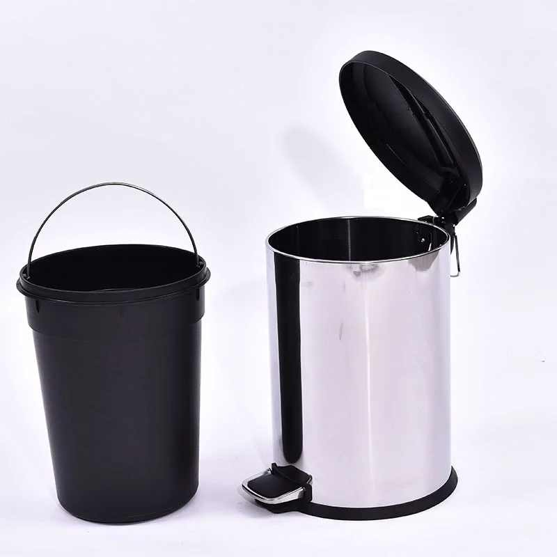 LINK BEST 3L foot pedal stainless steel pedal dustbin with plastic lid