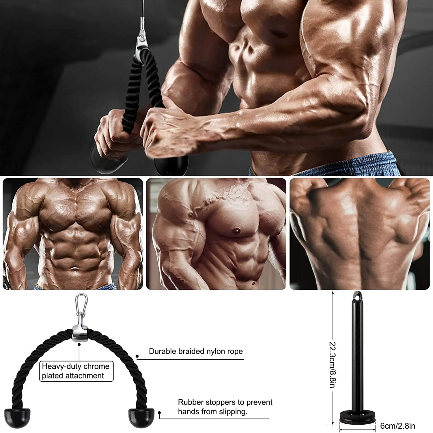High Quality Pulley System Gym Equipment for Exercise Body LAT and Tricep Rope New Upgraded Cable Pulley System Fitness