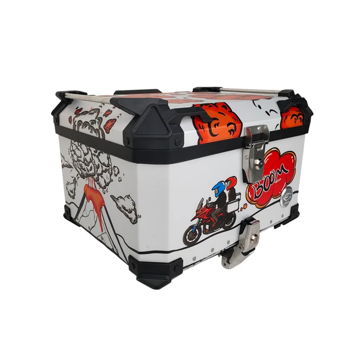 55L  large capacity aluminum box Quick Release Structure Aluminum tail boxes for motorcycles tail rear box Reflective Series