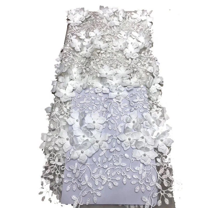 three-dimensional 3D flowers embroidery tulle  lace fabric