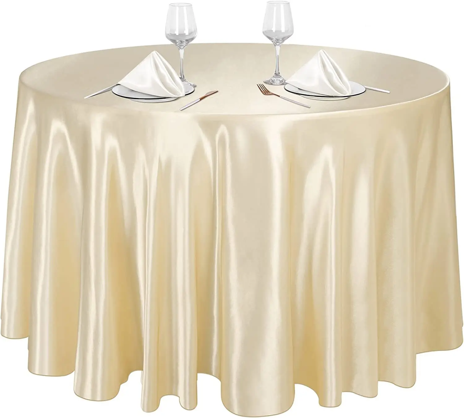 Satin round tablecloth hotel tablecloth wedding restaurant solid color tablecloth high-end square table skirt table skirt