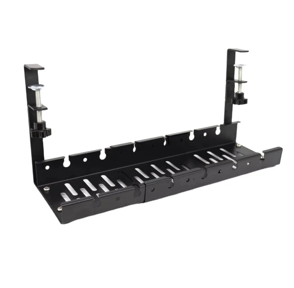 Bocheng No drilling under desk cable management Tray Kit Desk Wire Cord Organizer Clamp Mount Computer Cord