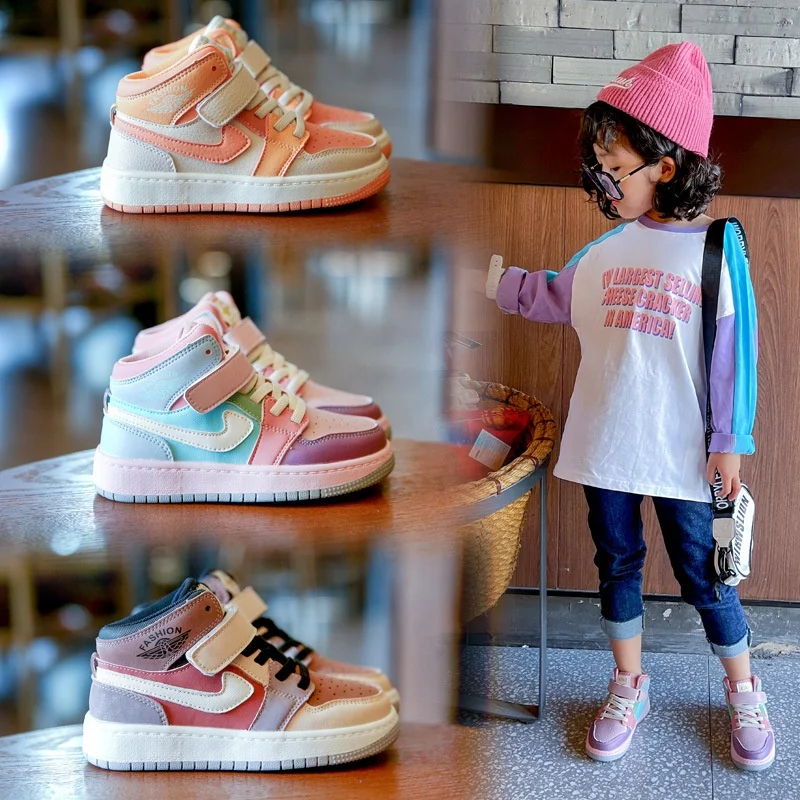 Customized Girls Rubber Sole Casual Walking Shoes Running Breathable High-Top Sneakers