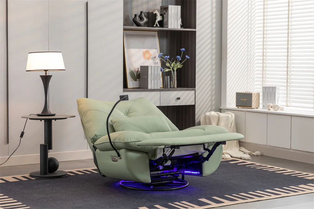 Power Recliner Rocking Chair USB Port Charge with Atmosphere Lamp Swivel Glider Recliner Sofa Chair Manufacturer for Living Room