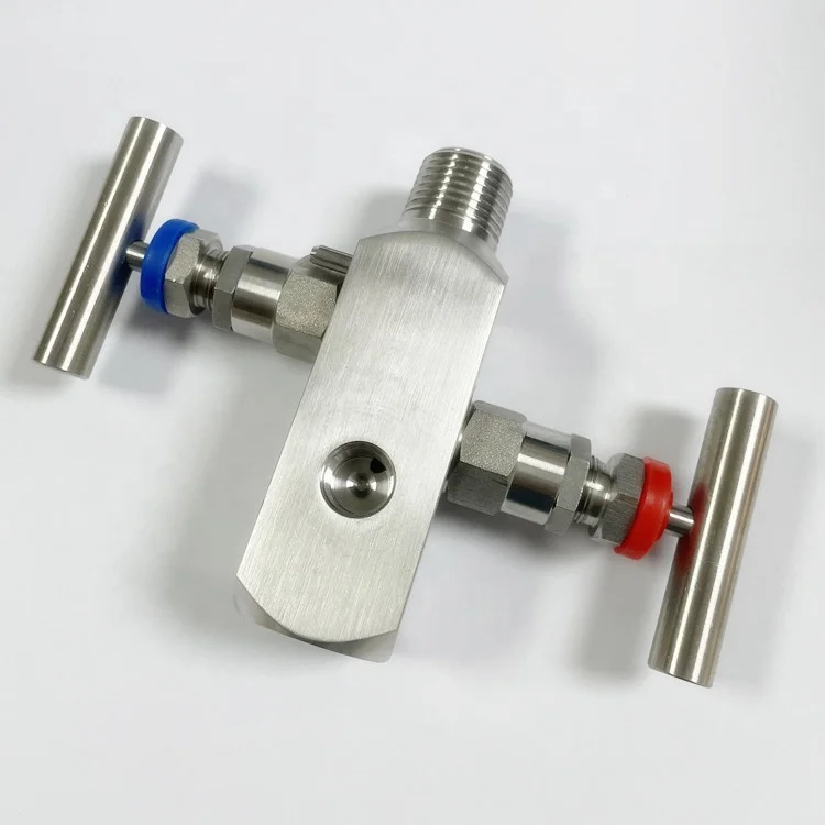 Stainless Steel 304 316 316L 1/2 in. Male to Female 2 Manifold Valve with 1/4 in. Drain Port
