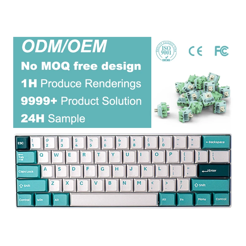 AFLION OEM 61keys Wired  Wireless Gaming Keyboard LED Backlight Mechanical Keyboard for PC Office