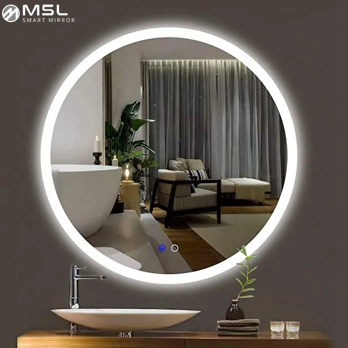 Pretty see lighted touch screen wholesale high quality home decoration round decorative mirror
