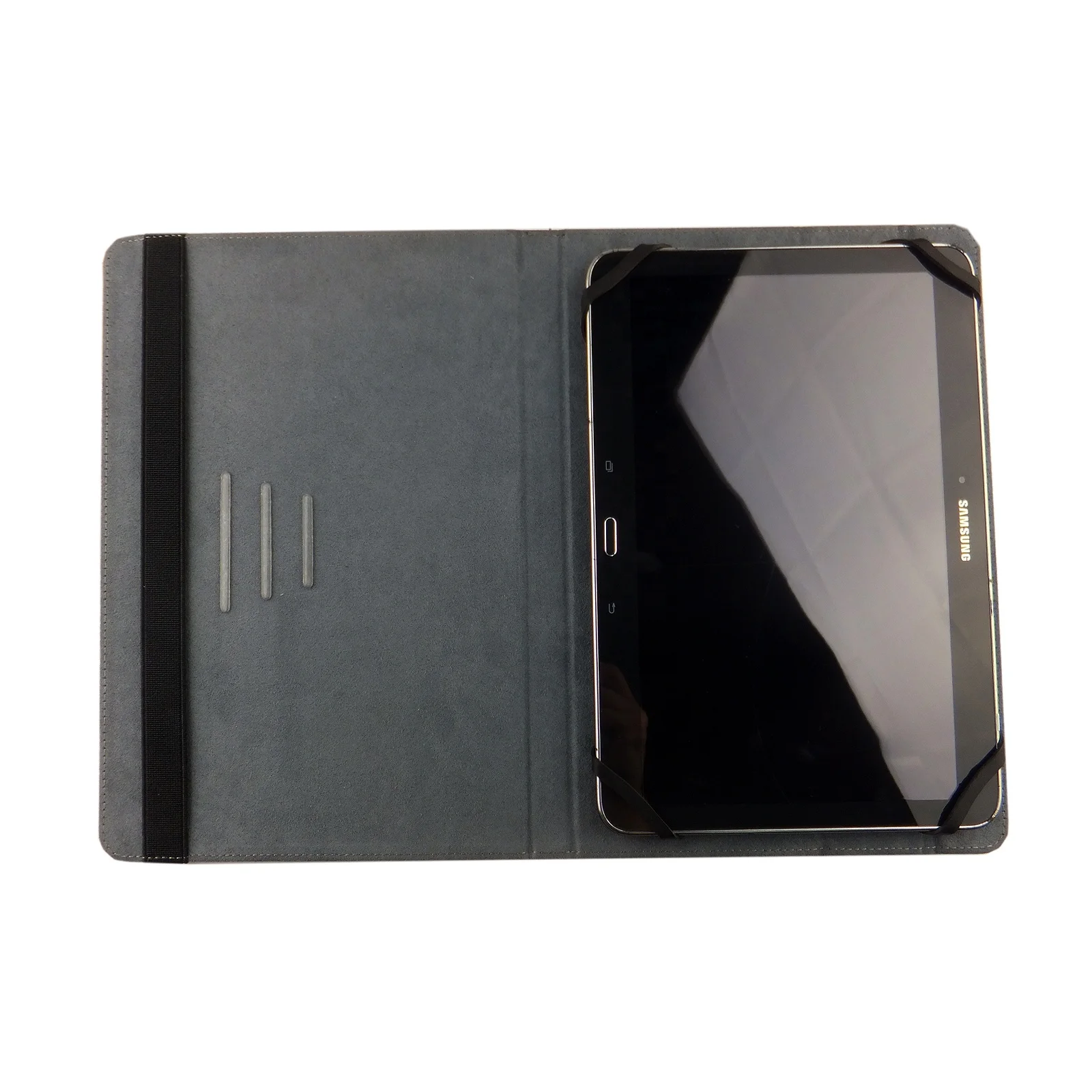 Customized One Fold Back Suction Pvc Gear Silicone Buckle High Quality Black Universal Tablet Case For Ipad