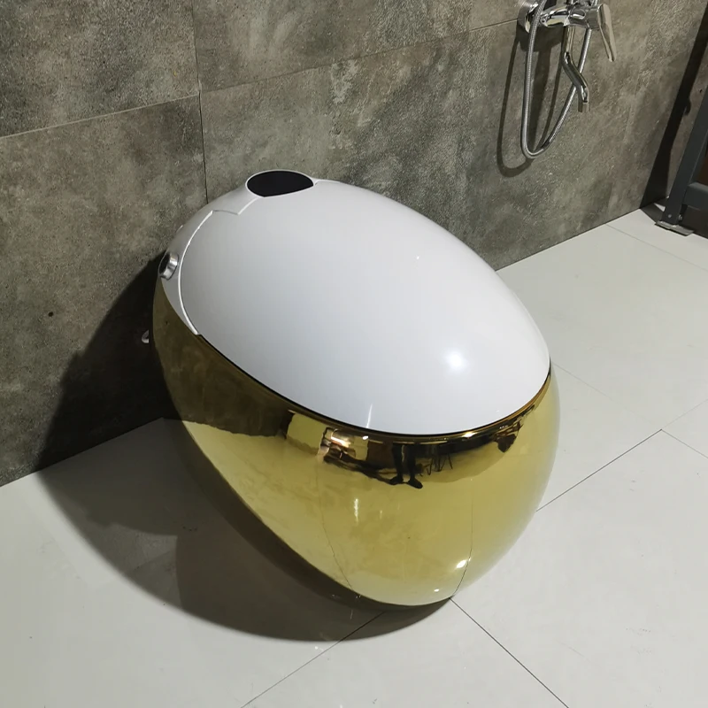 Luxury style sanitary ware ceramic smart toilet intelligent gold toilet electroplated WC Egg-shaped toilet